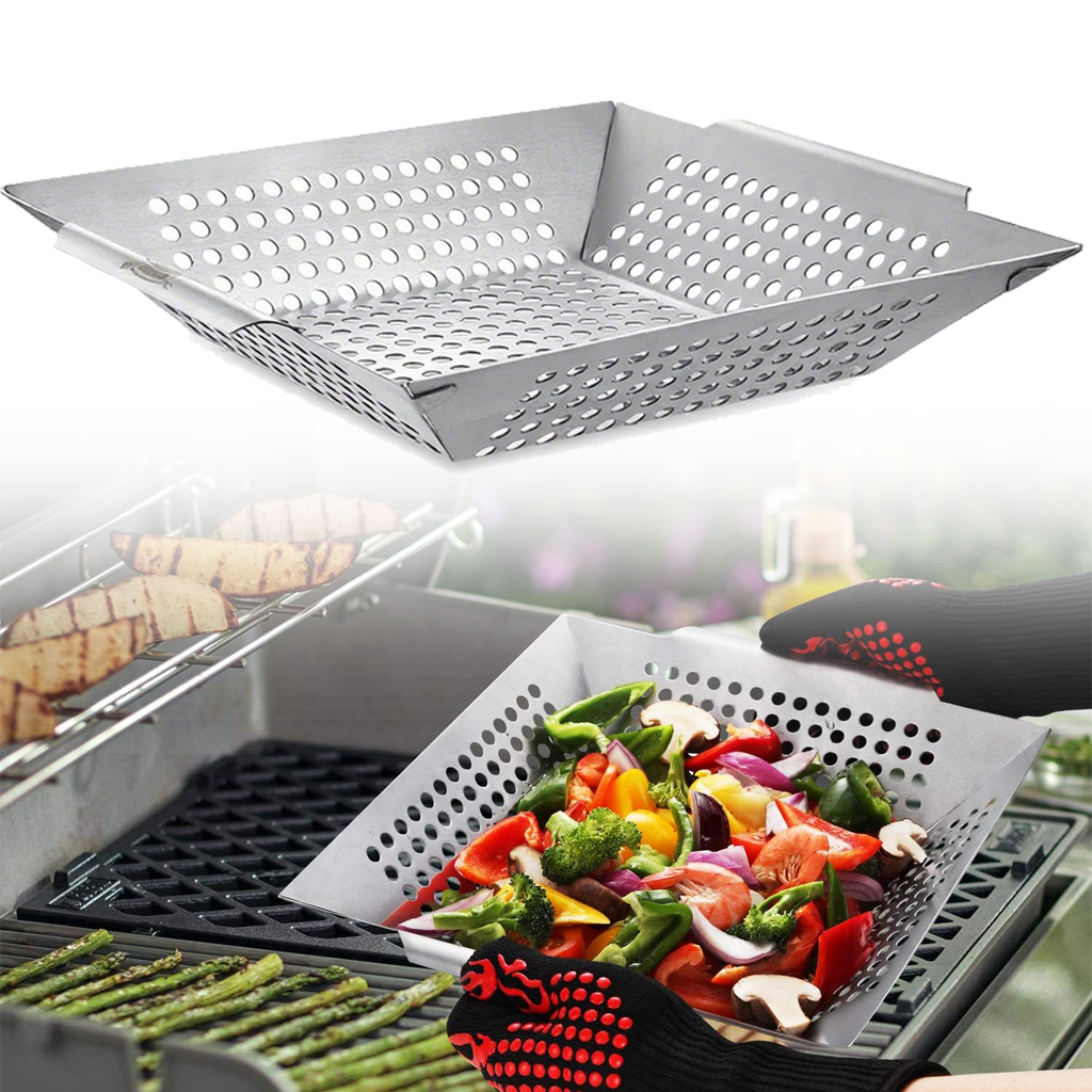 Kosz do grillowania, stal nierdzewna, duża pojemność, składany, mały format