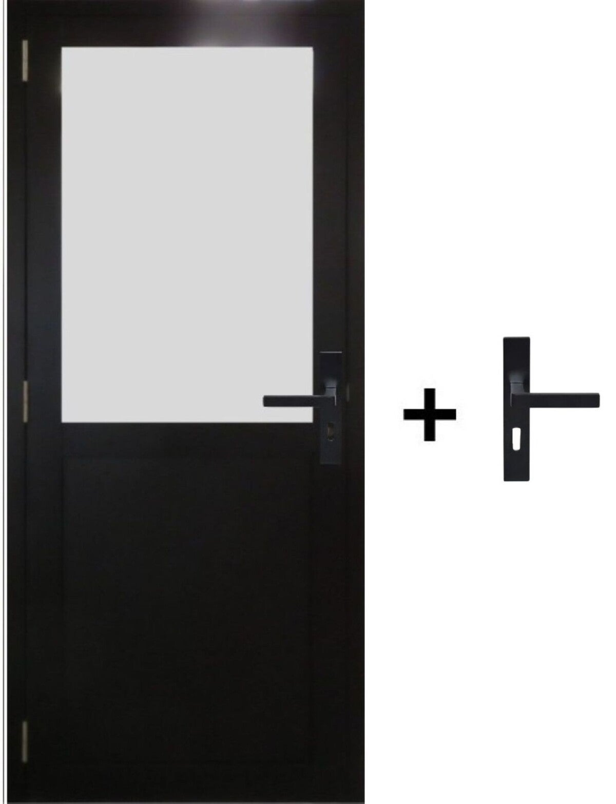 Bloc Porte Athena Noir H204 X L83 Poussant Droite Côte Tableau +poignee ...