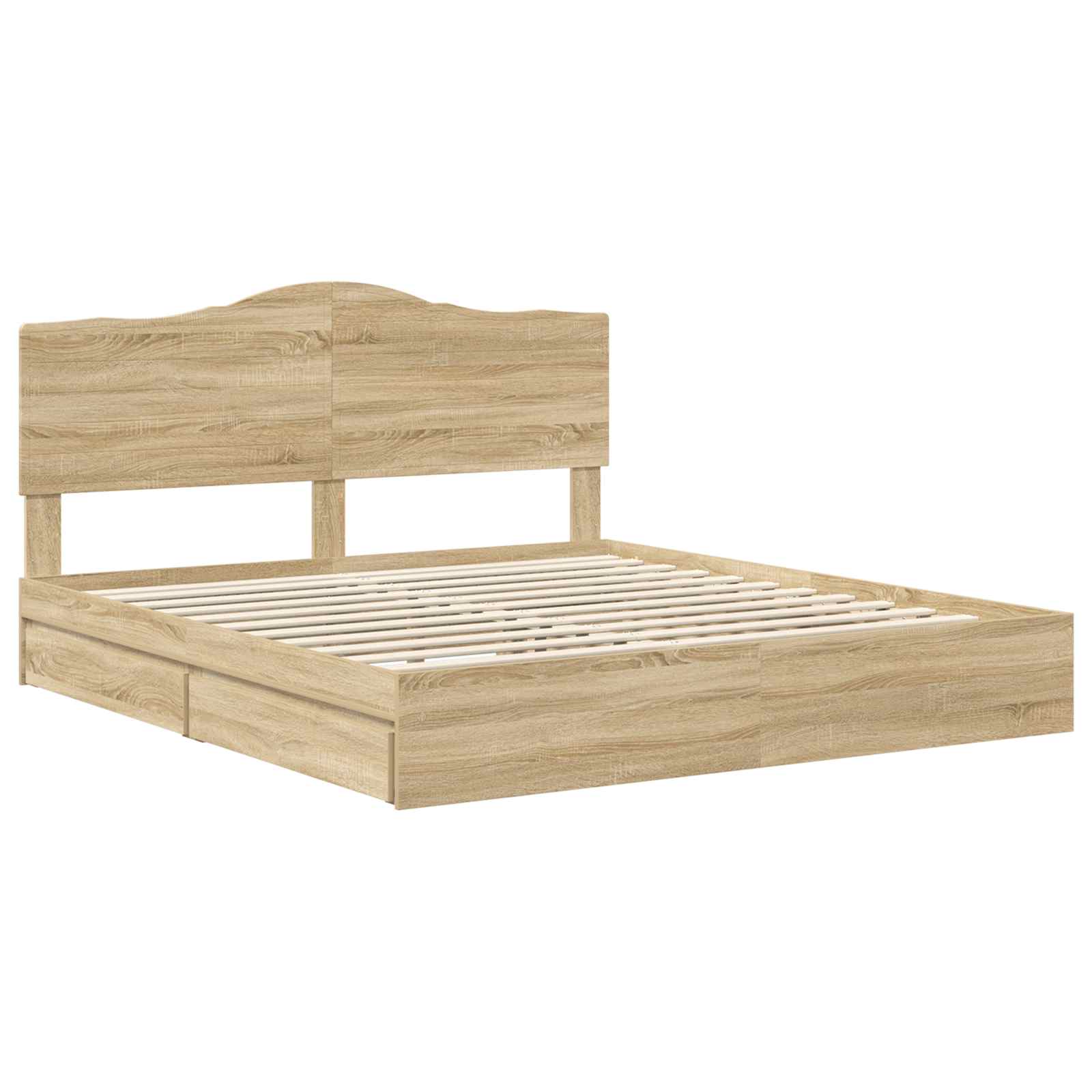 Lit avec rangement, panneau de bois, chêne, pour la chambre, 180 × 200 cm - 4