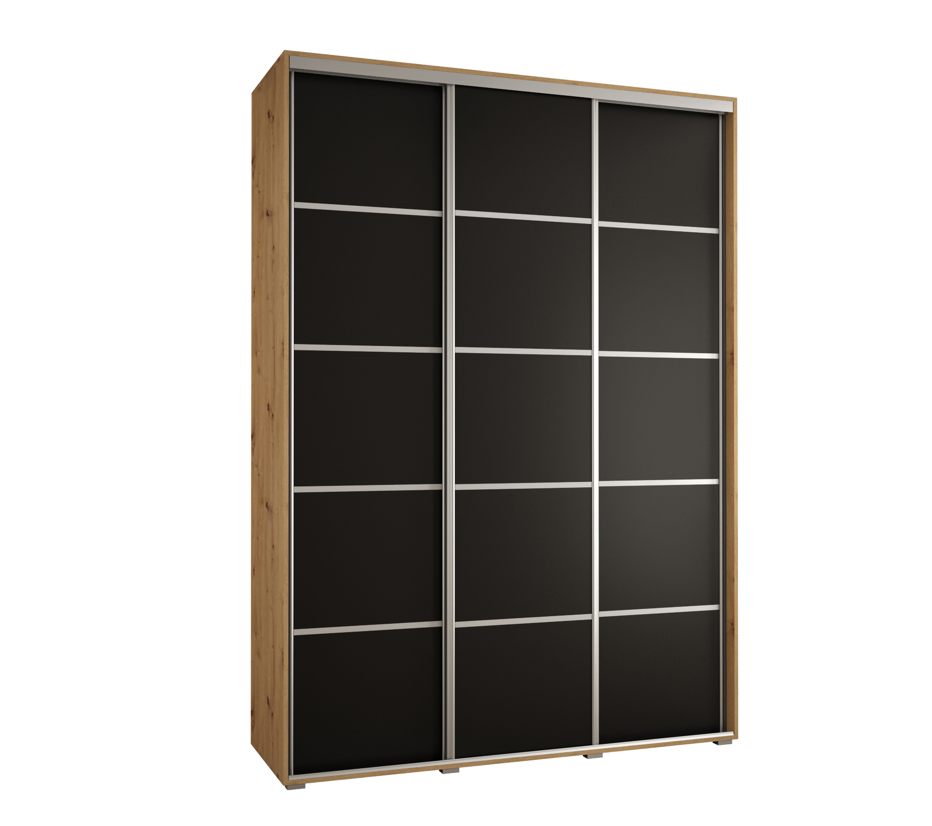 Szafa przesuwna wysoka Davos 4 170 x 45 x 235,2 cm artisan + czarmy + u. srebrny - Abiks Meble