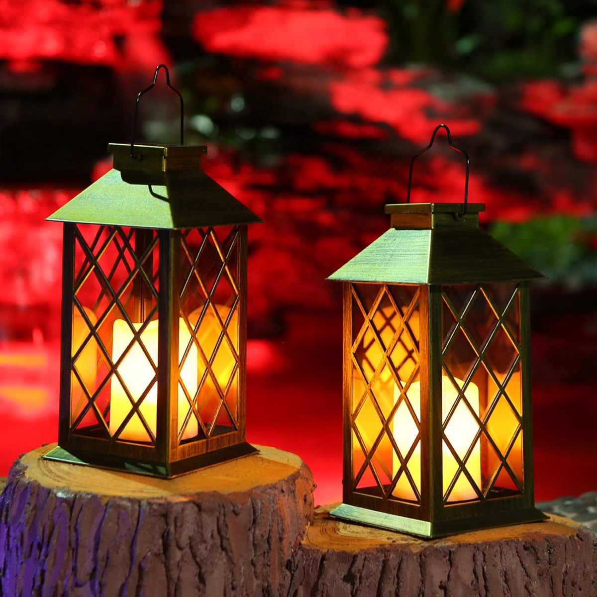 Linterna solar Lote de 2 linternas solares con efecto de vela Iluminación solar para exteriores Decoración de jardín Linterna solar con vela - 2