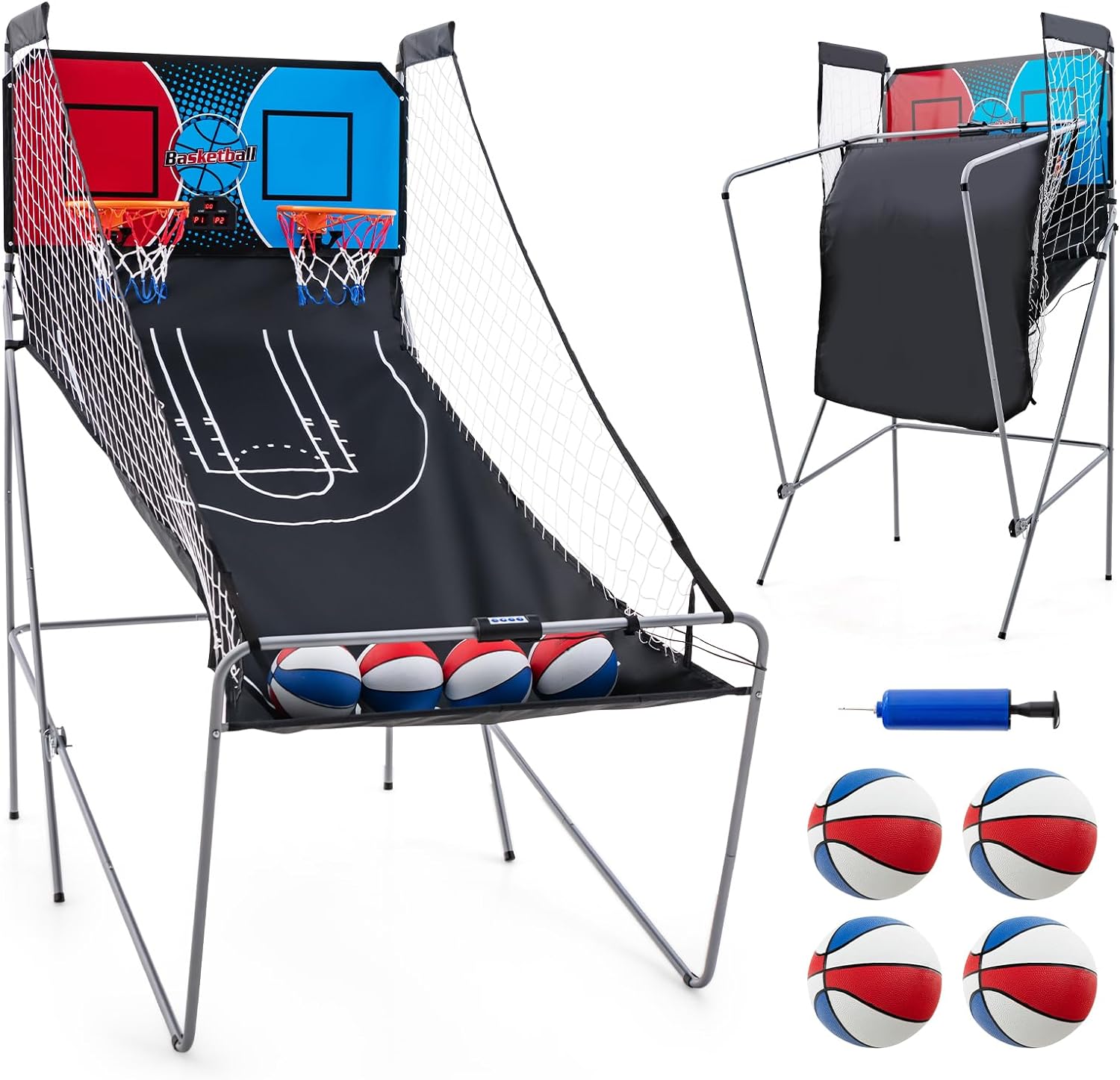 Jeu De Basket VEVOR – Pliable – Double Tir – 2 Joueurs – 4 Ballons – Neuf