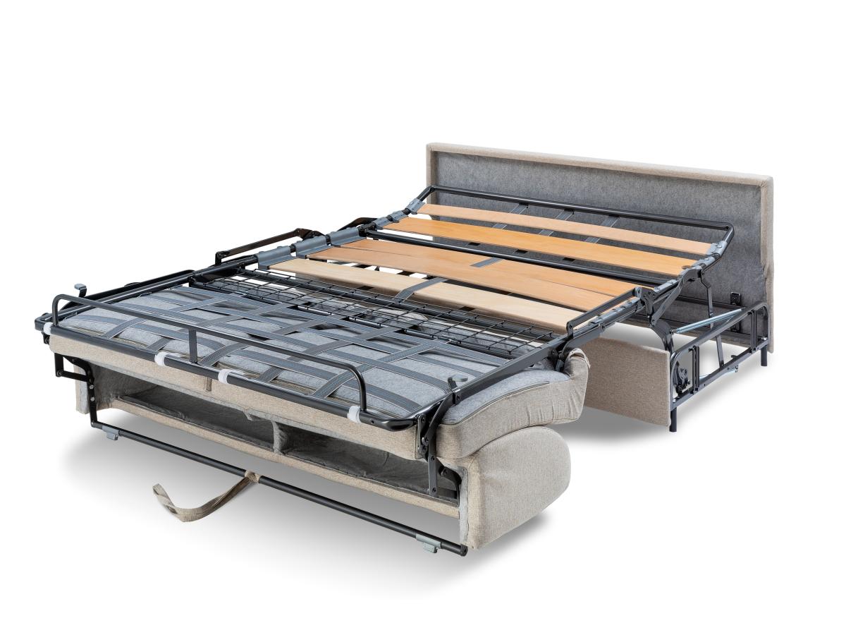 Canapé 3 places convertible express en simili EMIR - Rouge - Couchage à lattes larges 140 cm - Matelas 14 cm - 6