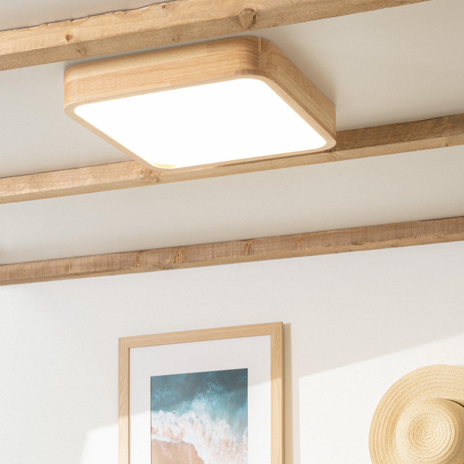 Ledkia - Plafón LED 20W Cuadrado Madera 400x400 mm CCT Seleccionable Kayu, Madera, Madera, IP20, 1500.0lm Bois - 5