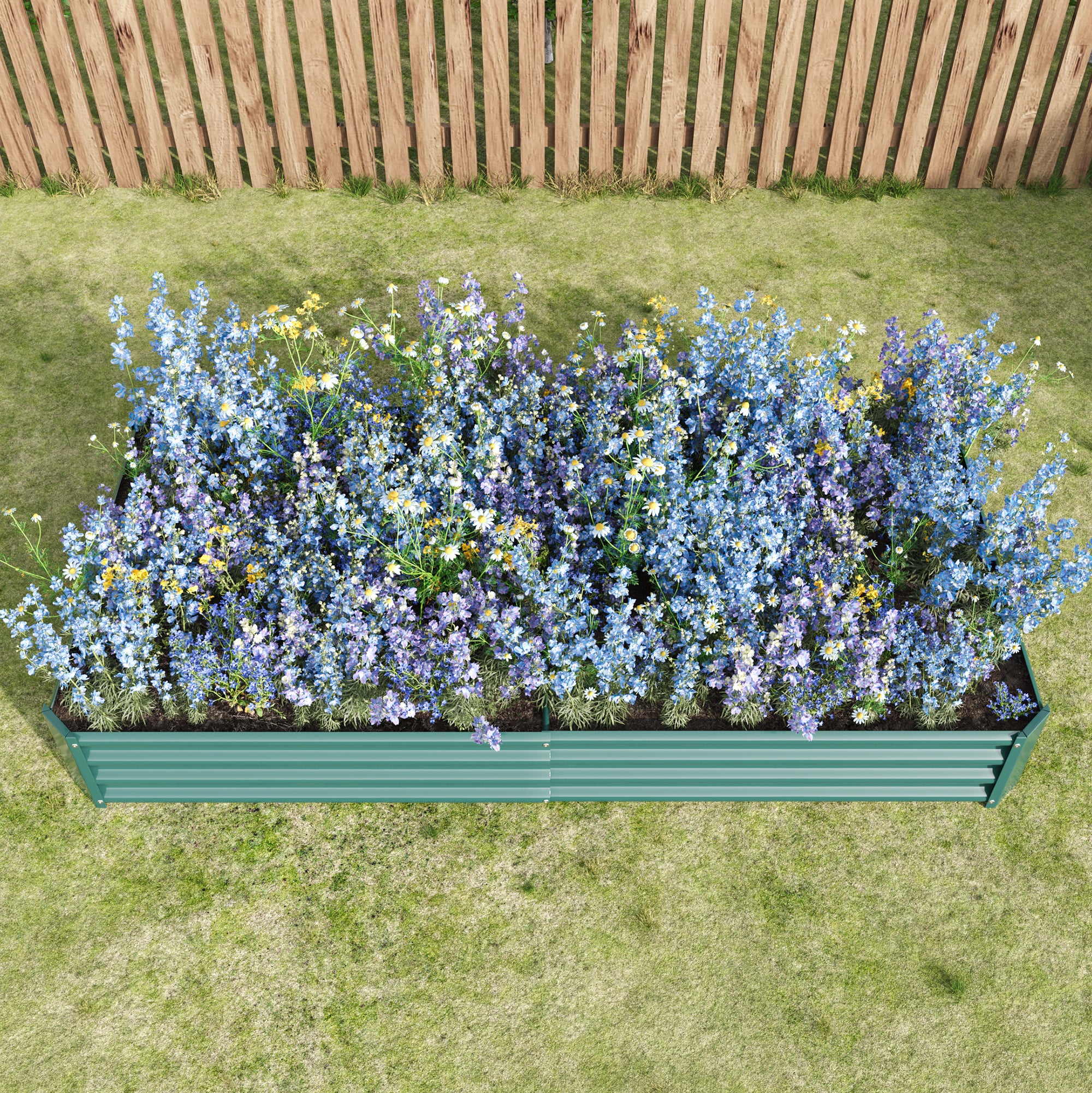 Grand bac surélevé 232x113x30 cm en acier galvanisé pour potager et fleurs - Design jardin - 3