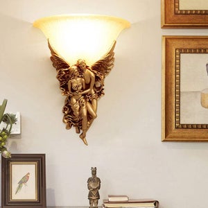 Applique Murale LED Style Gothique - Sculpture En Résine 'Âme Fissurée' - 18x14x25 Cm - Fonctionne Avec Piles AA (non Incluses)