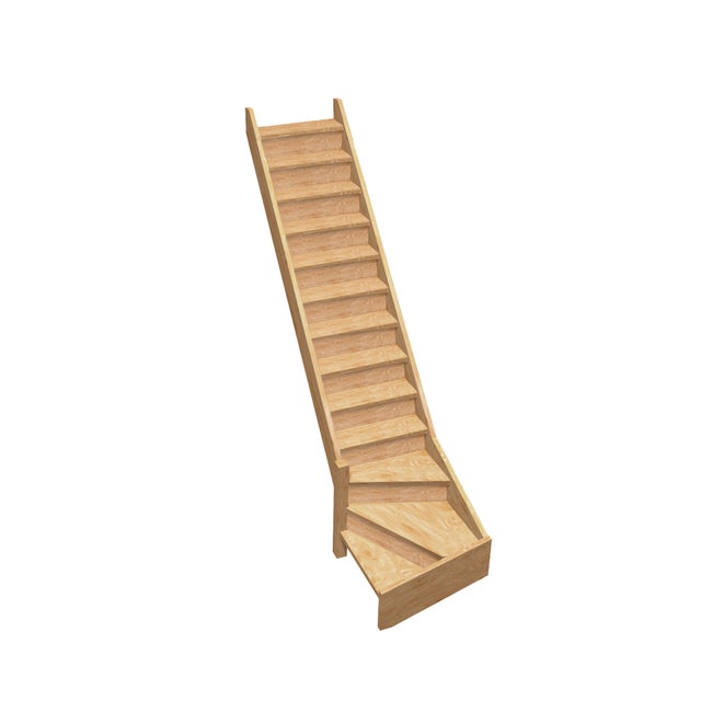 Escalier bois quart-tournant gauche avec contremarches, Normandie KORDO