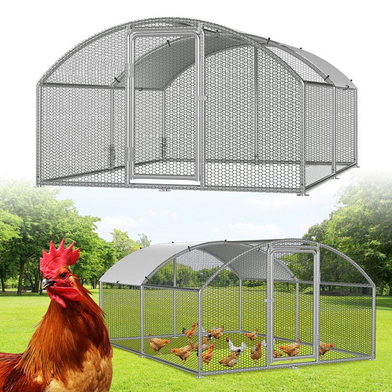 Wybieg dla kur z łukowym dachem 3x4x2 m, ocynkowana siatka metalowa i osłona anti-UV