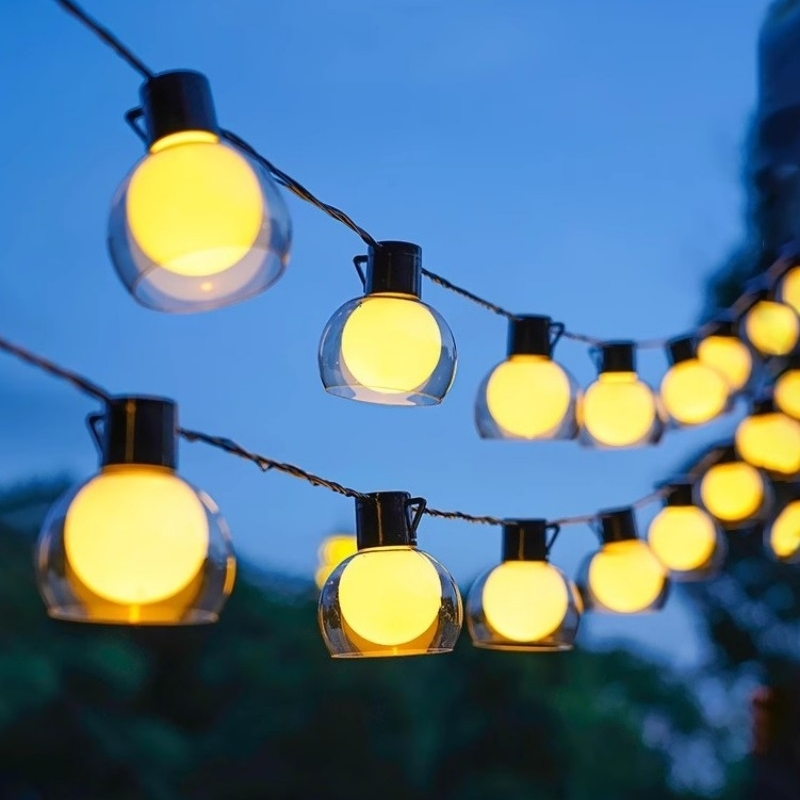 Luzes de corda para exterior de 10 m, Candeeiro de jardim à prova de água com 40 lâmpadas, Luzes de corda para decoração de Natal, luz quente 2700K - 2