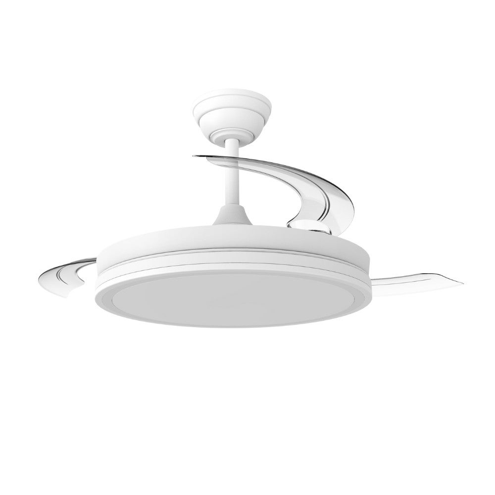 Ventilador de techo retráctil con luz LED 7 velocidades, función y modo noche, Wonderlamp Marevo blanco 106 cm motor DC silencioso con APP y mando - 3