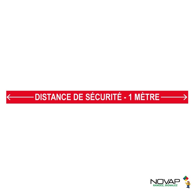 Bande Distance de sécurité - 1 mètre - Rouge - spécial sol - 1000x70 mm ...