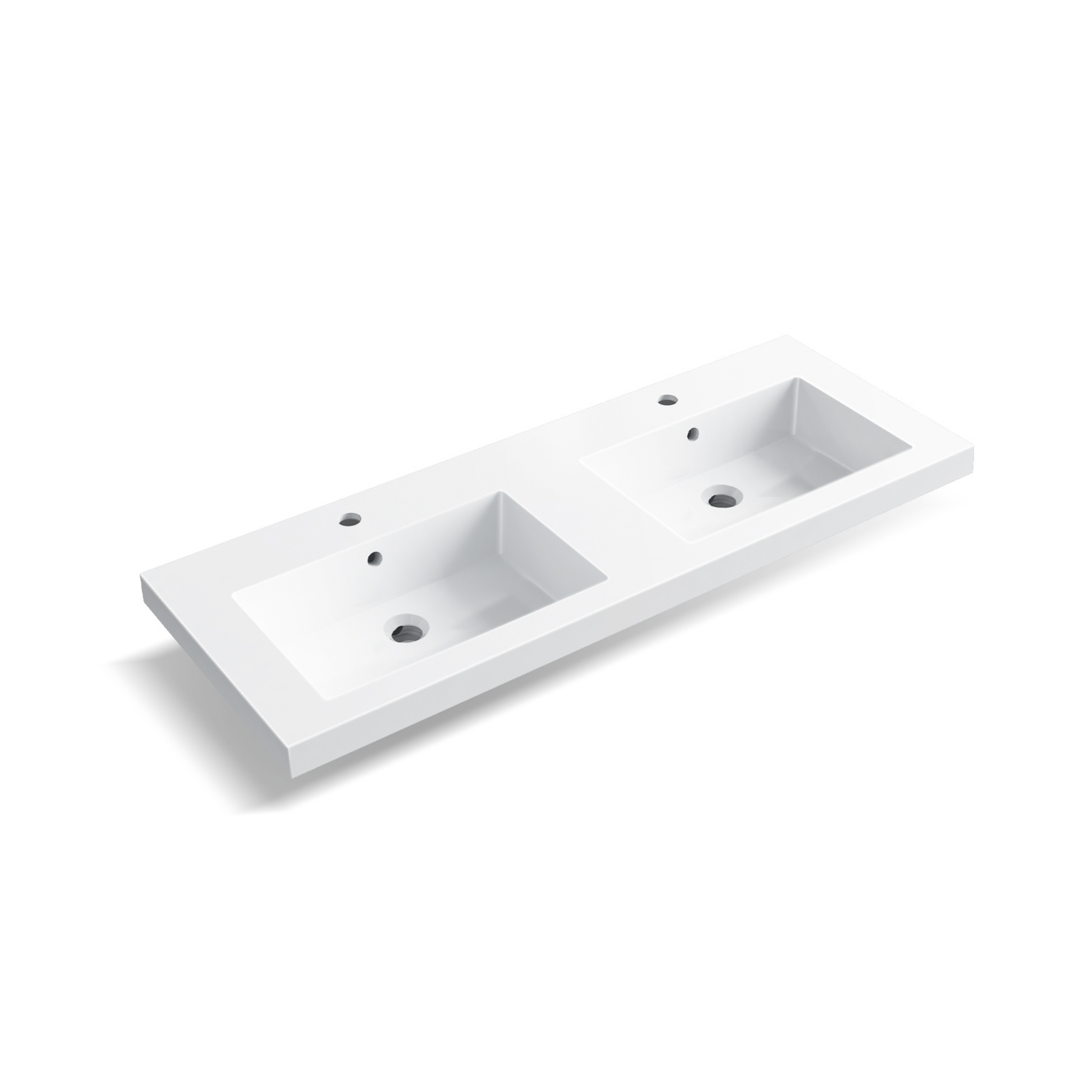 Balneo umywalka nablatowa podwójna MILA 120 x 46 cm biała konglomerat prostokątna