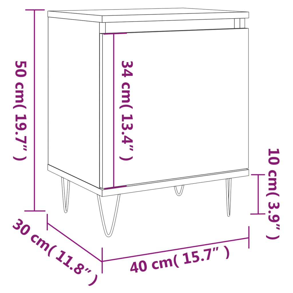 Table de chevet chêne fumé 40x30x50 cm bois d'ingénierie - 8