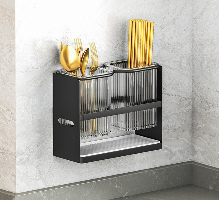 Uchwyt na pałeczki, uchwyt na pałeczki kuchenne, przechowywanie sztućców, czarny, mały rozmiar, 22*16*15 cm
