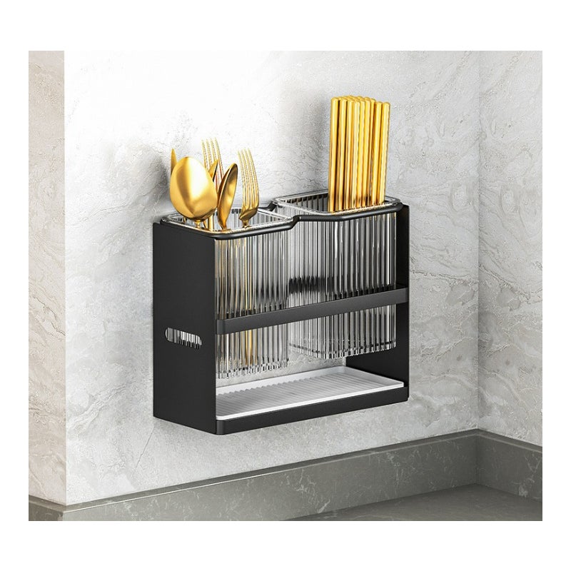 Uchwyt na pałeczki, uchwyt na pałeczki kuchenne, przechowywanie sztućców, czarny, mały rozmiar, 22*16*15 cm