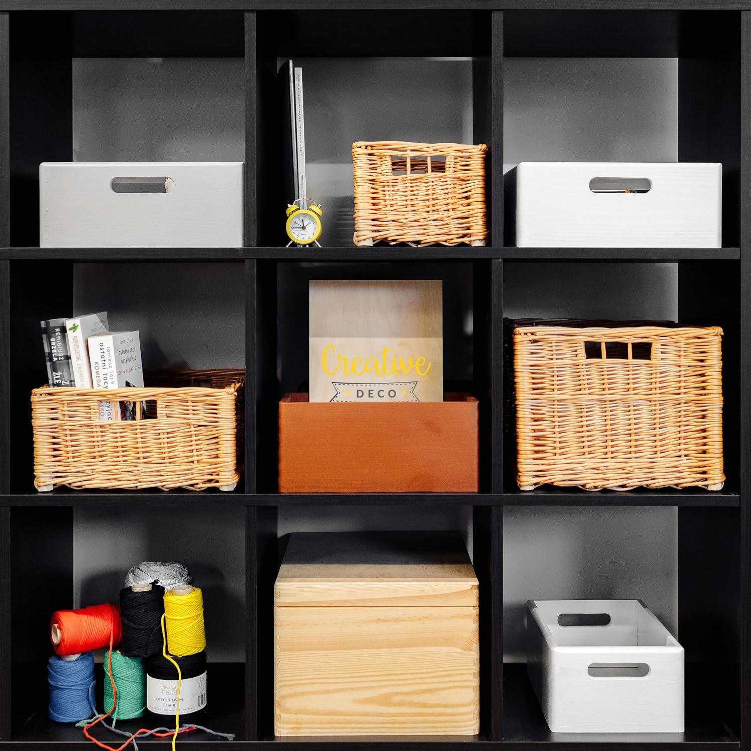 Creative Home Panier de Rangement en Osier | 30x20x16cm | Boite Rangement Osier | Panier Osier Rangement Salle de Bain | Corbeille | Paniere Maison - 8