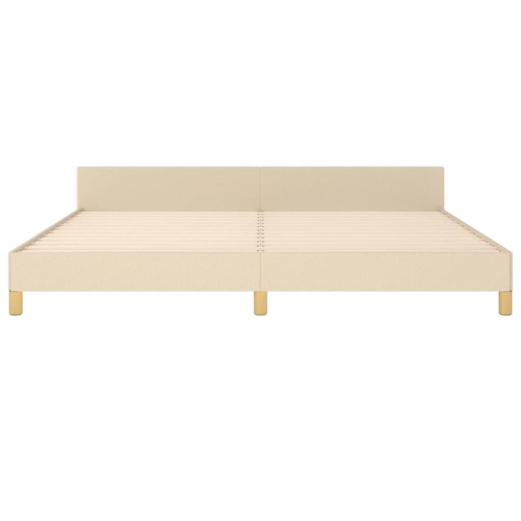 Cadre de lit sans matelas crème 200 x 200 cm en tissu - 6