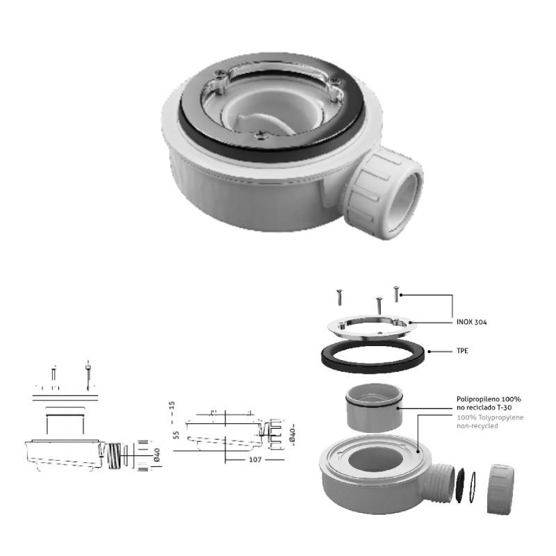 Piatto doccia in resina VALENCIA Finitura Ardesia 100x130 Bianco - 4