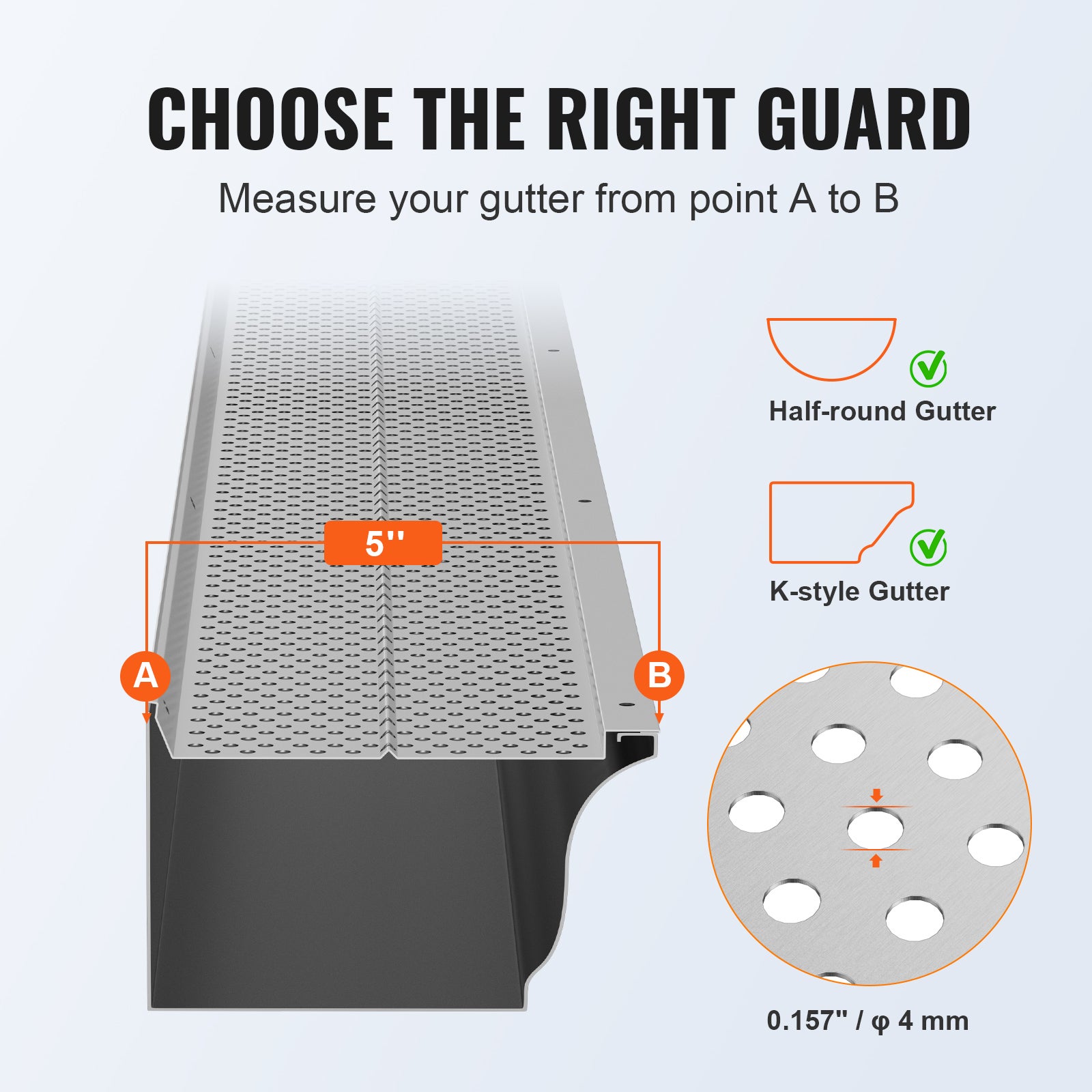 Grille de Protection Gouttière VEVOR 127 mm Pare-feuilles pour Gouttières Aluminium 13PCS Longueur Totale 15,9 m Trou 4mm Épaisseur 0,5mm Anti-feuille - 3