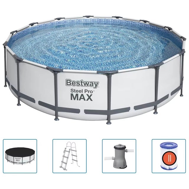 Kit de piscine hors-sol Premium : 427 x 107 cm – Inclut pompe de filtration et cartouche de type I Résistant à la rouille – Capacité de 3 440 gallons