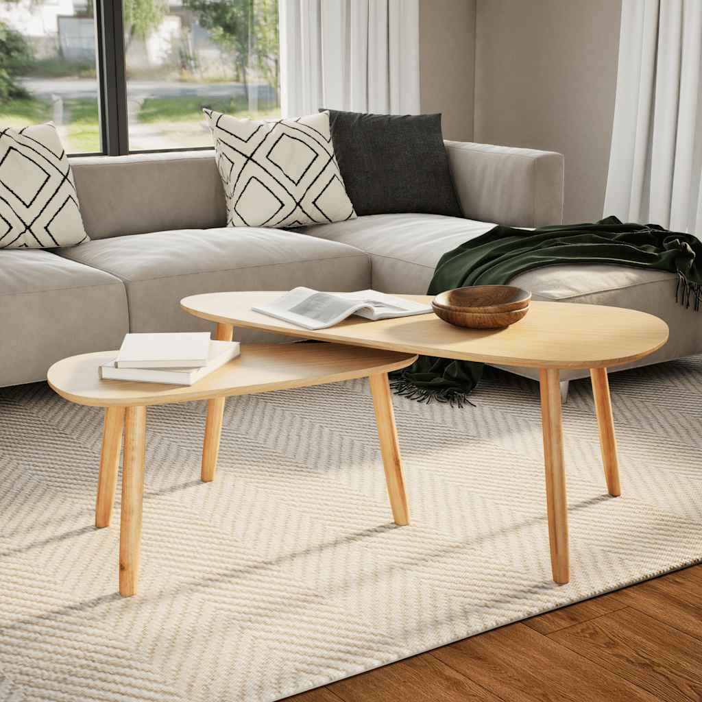 Set Di 2 Tavolini Da Caffè Impilabili Dal Design Industriale In Legno Ingegnerizzato Di Rovere E Ferro Dec040505 88954424