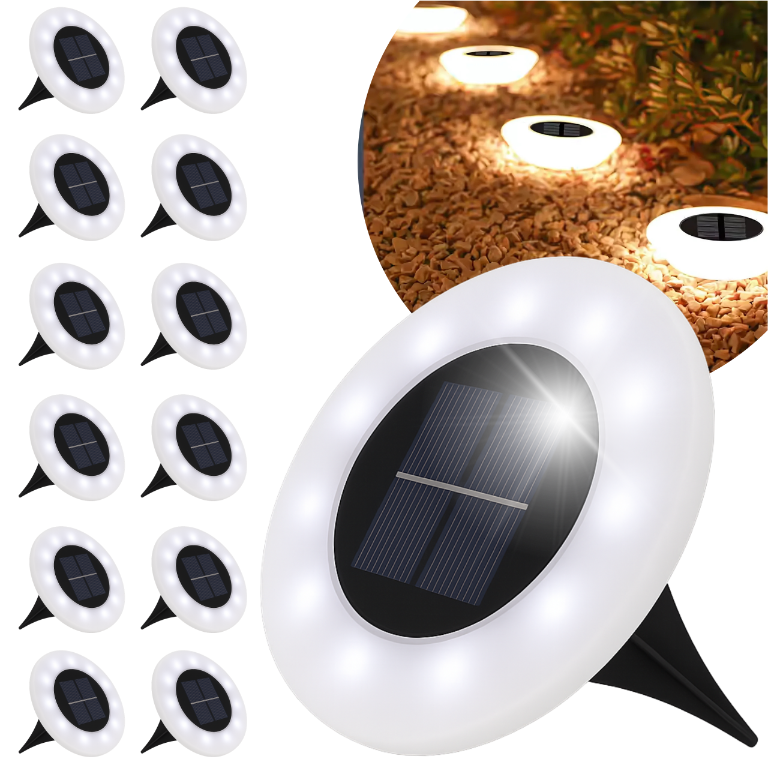 Zestaw 12 Solarnych Lampek Ogrodowych LED Wbijane Gruntowe Najazdowe Wodoodporne
