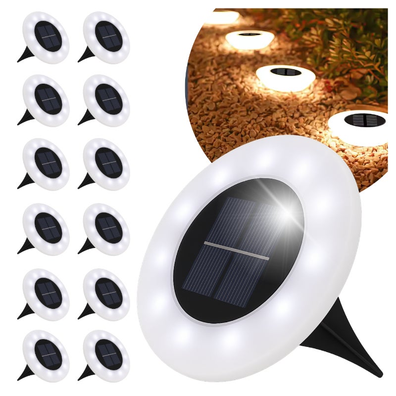 Zestaw 12 Solarnych Lampek Ogrodowych LED Wbijane Gruntowe Najazdowe Wodoodporne