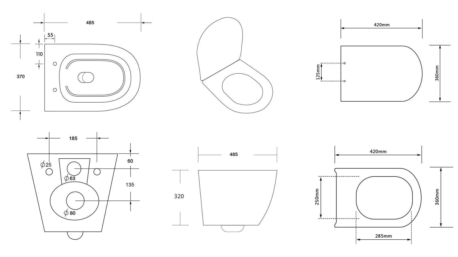 MEGA PACK : Élément de cloison Duofix + Toilettes Slim Soft-Close ROLO Blanc + Tapis + Wallbox et plaque en noir - 8