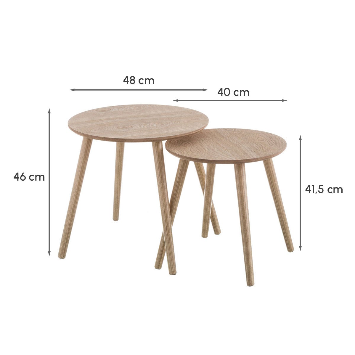 Ensemble de 2 tables rondes de nidification en MDF dans un ton naturel CasaSelección - 4
