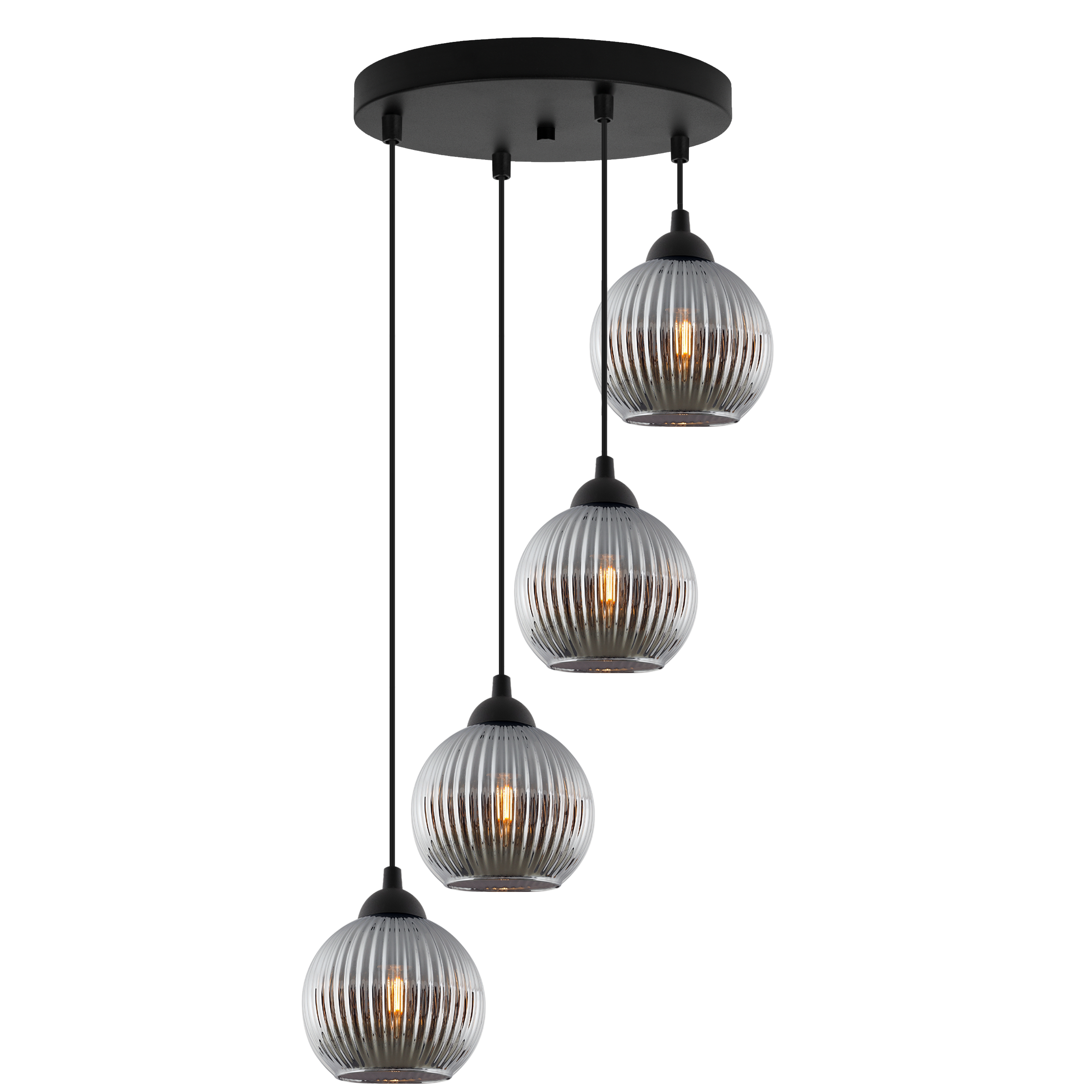 Lampa sufitowa wisząca okrągła Riffle loft 4xE27 klosz kula grafit Light Home LH