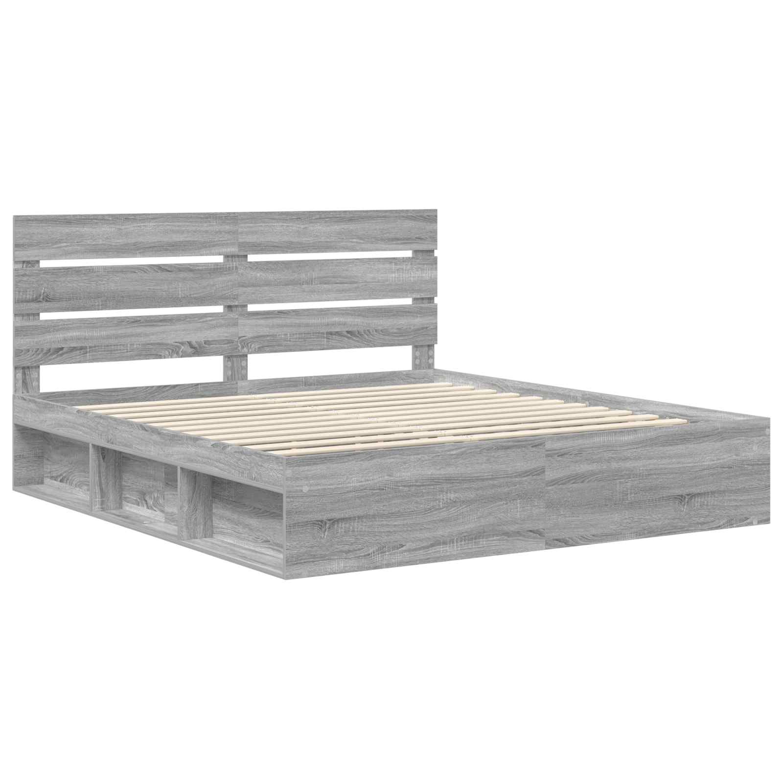 Cadre de lit gris 180 x 200 cm pin massif - 4