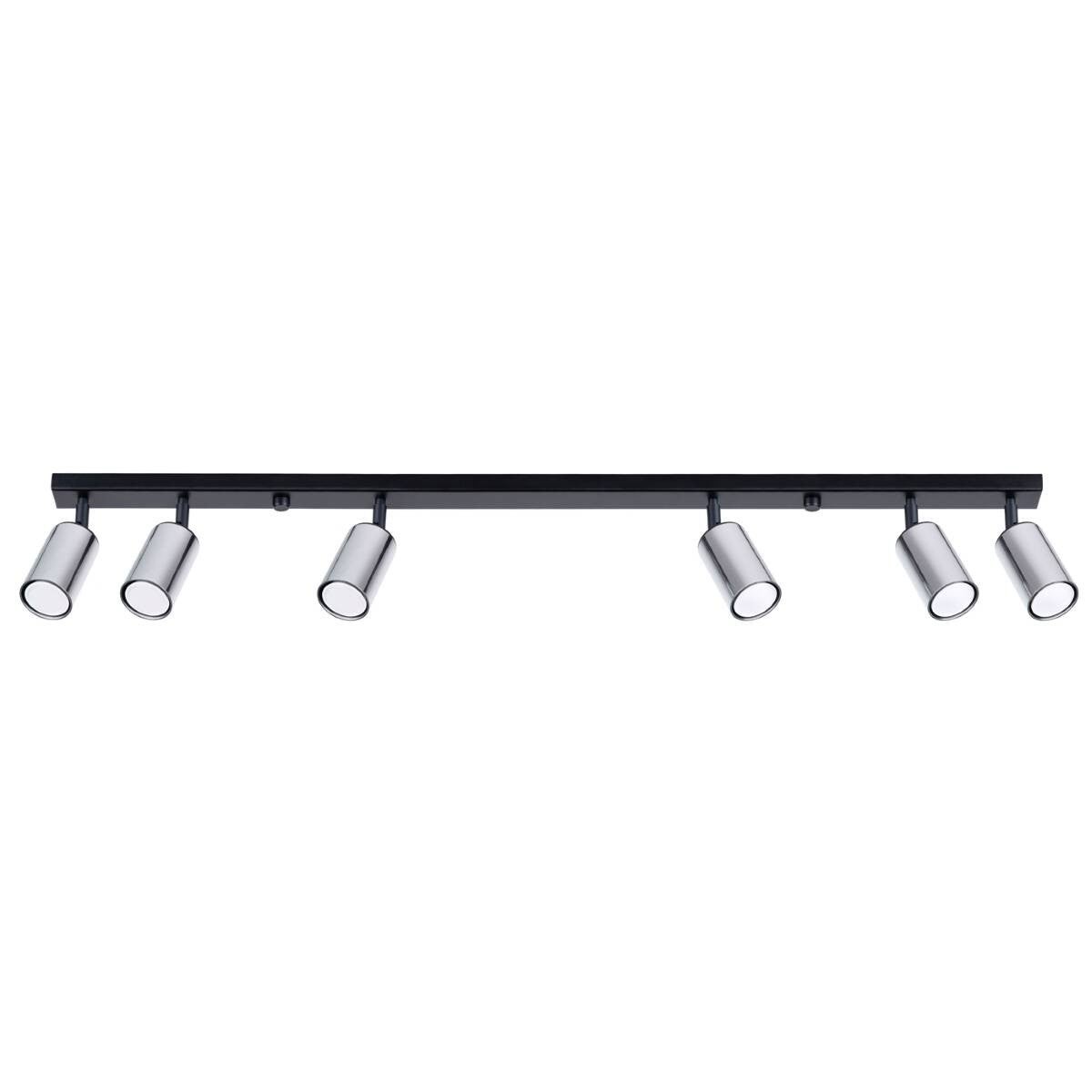 Reflektor sufitowy spot natynkowy Winx listwa czarny-chromowany 6xGU10x10W wym: 18,5 x 6 x 118 cm metal Sollux Lighting