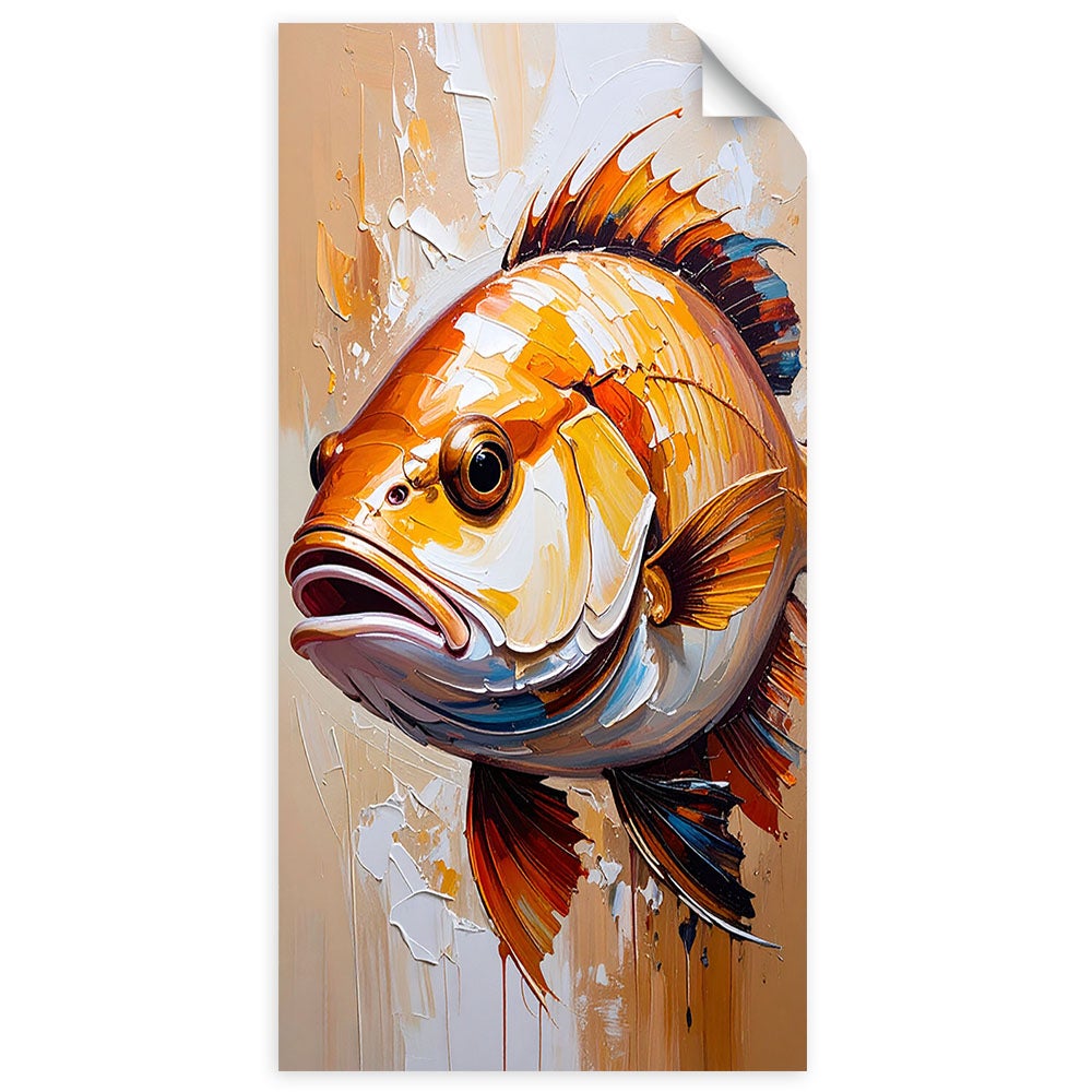 Plakaty samoprzylepne do salonu sypialni, Ryba imitacja farby 60x120