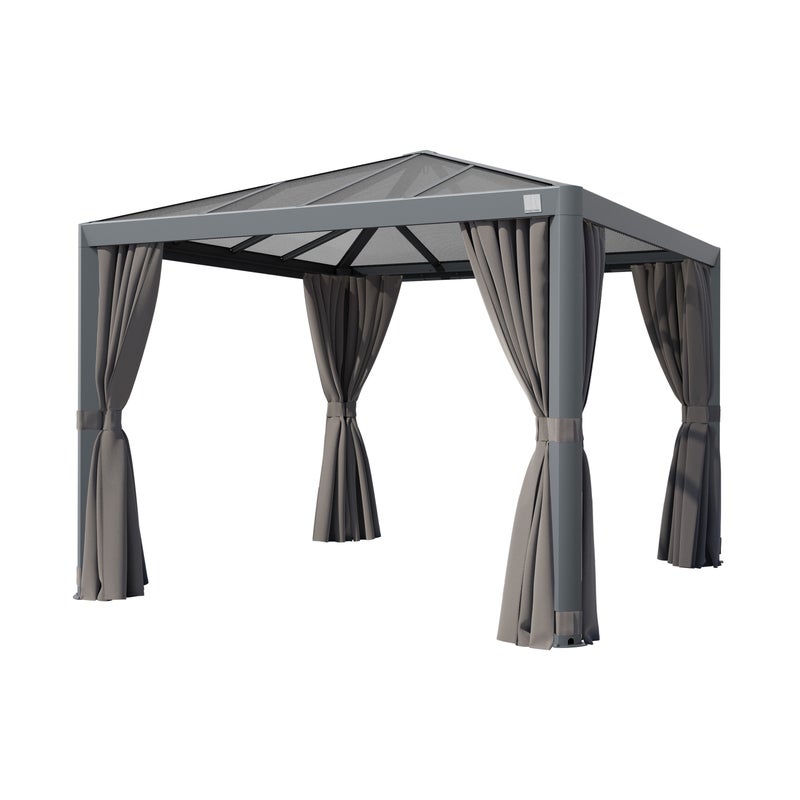 PRIMEYARD Pawilon ogrodowy 3x3 m Hardtop dach z poliwęglanu z 4 ściany boczne, szary
