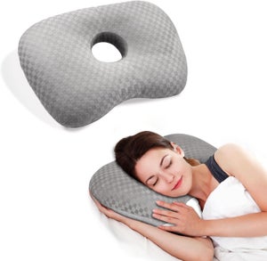 Cuscino Con Foro Per Orecchio Per Piercing E Dolori – Morbido, 22,9 Cm, Federa In Cotone, Imbottitura In Piuma, Nero