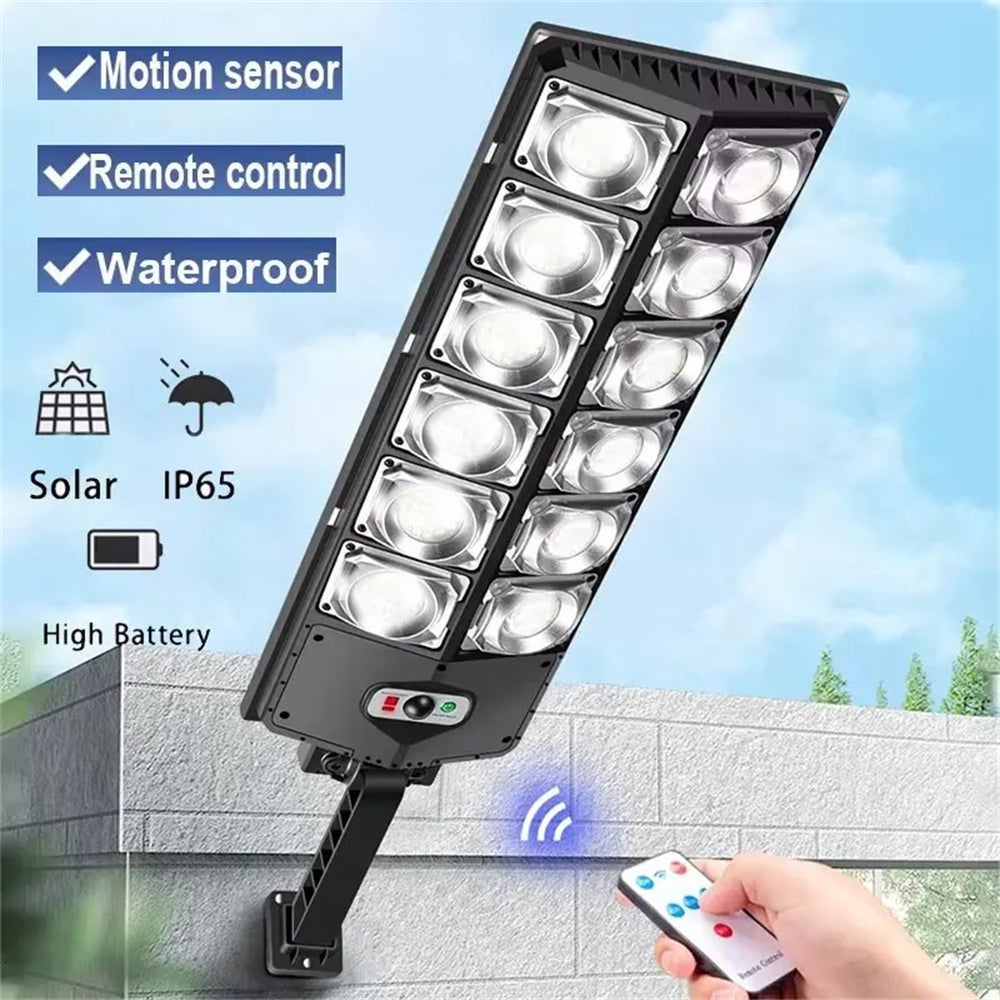 Luz solar superbrillante de 1008 LED, potente luz solar con sensor de movimiento, luz de calle solar para exteriores y jardín. - 2
