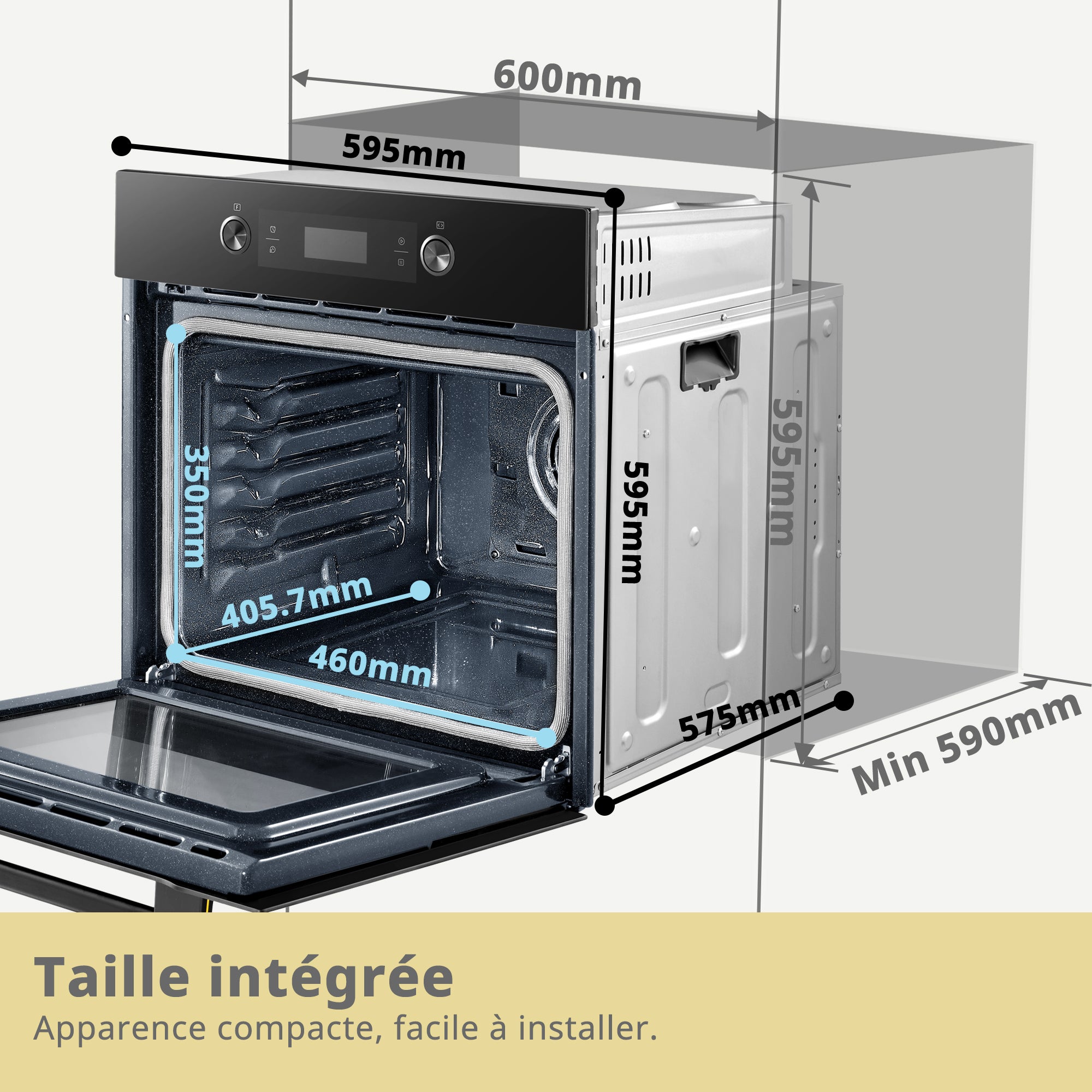 Four encastrable Pyrolyse Chaleur tournante 65 L Programmateur électronique COMFEE CBO65P90E3-BK - Noir- Classe A - 2