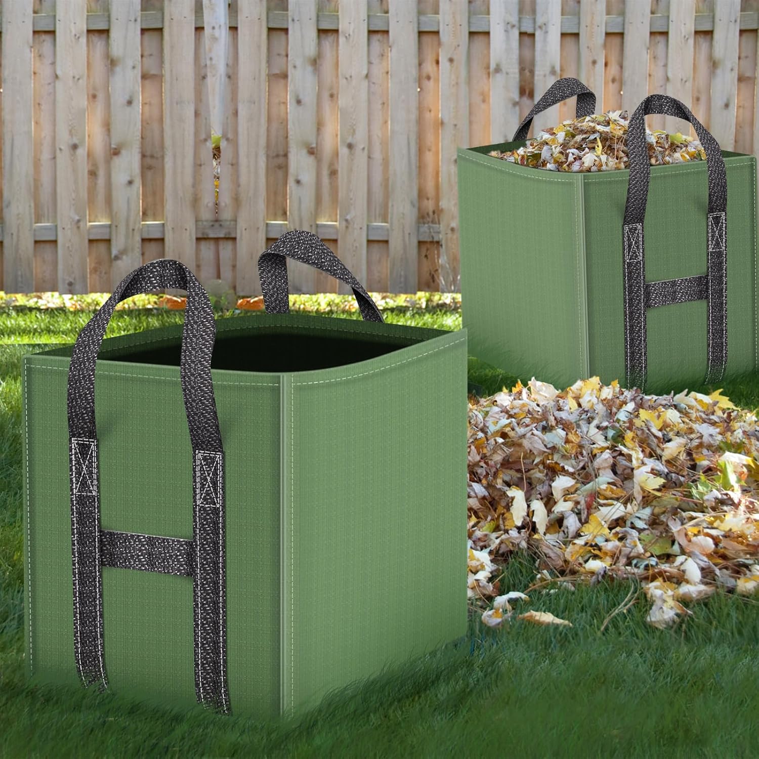 Lot de 2 Sac Jardin Dechets Verts 250L, Sacs de déchets Jardin résistants en PP Robuste, Sacs Poubelle de Jardin Pliables et Réutilisables - 6