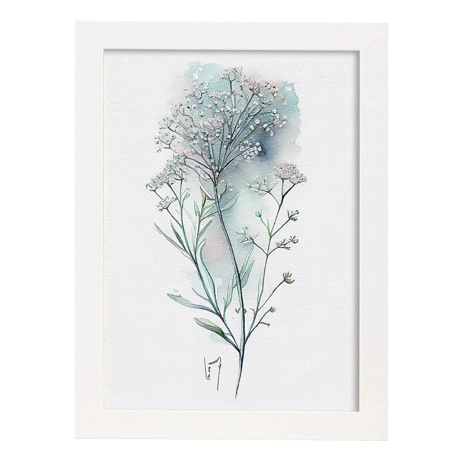 Nacnic poster de flor nube estilo nórdico ilustraciones de botánica con flores y plantas en acuarela diseño moderno y modelo 3 a4 con marco blancos