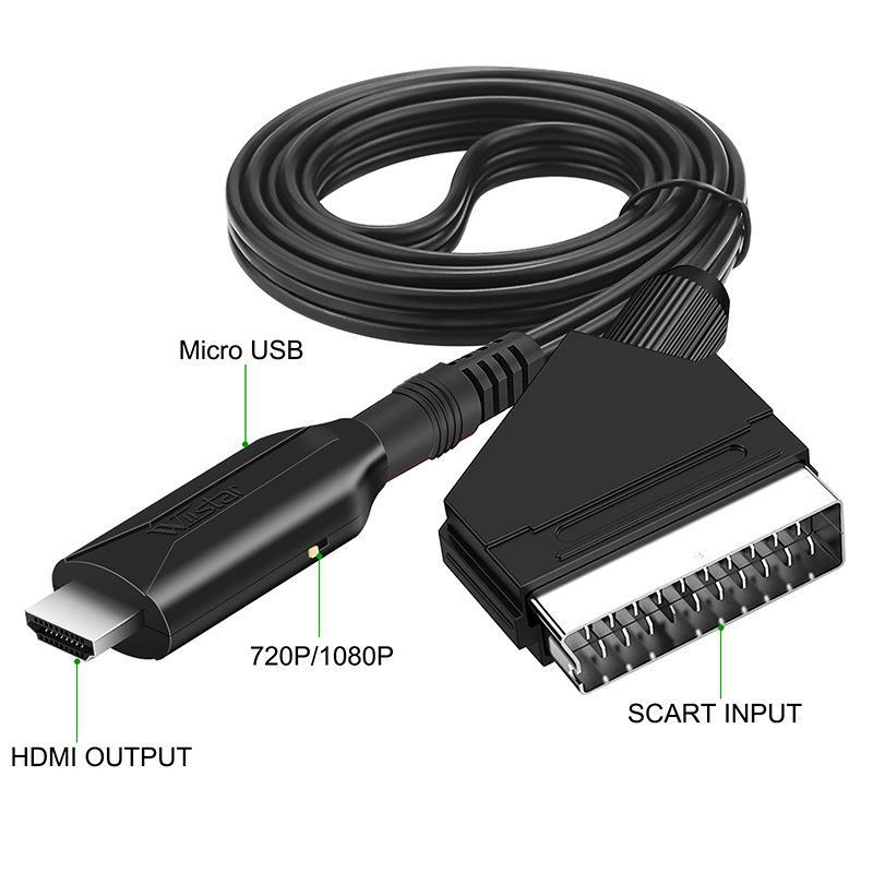 1PC Adaptateur Péritel vers HDMI, Convertisseur Péritel vers HDMI avec câble HDMI, Scart vers Hdmi Convertisseur, pour Full HD TV 720P/1080P,Audio Vid - 2