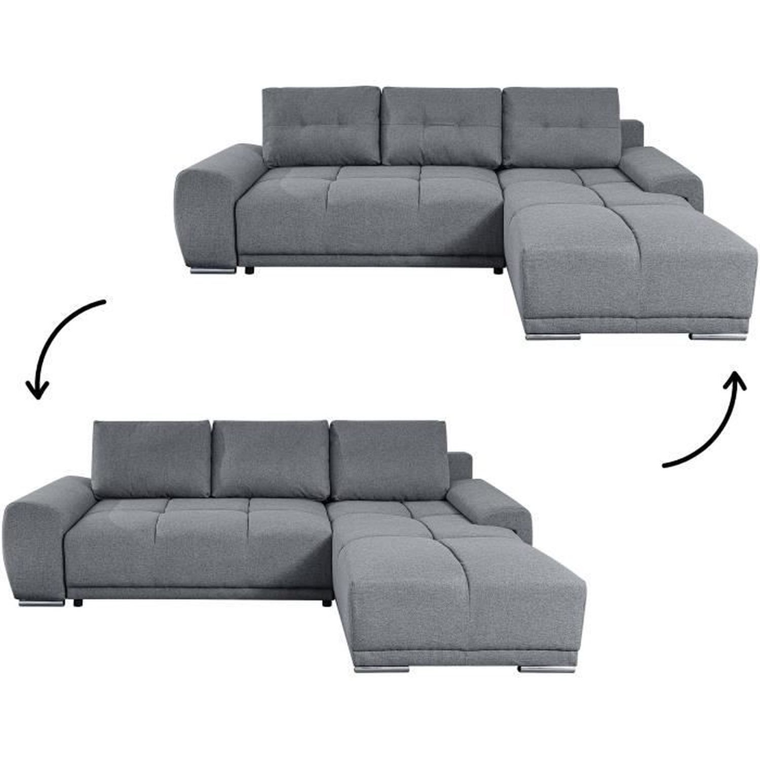 Canapé D'angle Convertible Gris Avec Coffre – Bon état, 6 Places, But