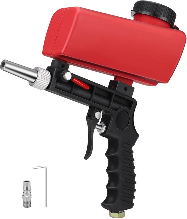 Sableuse Pneumatiques Rouge Portable Pistolet à Sableuse Professionnel Pistolet Sablage Sableuse Pneumatiques Sandblaster pour Enlever Les Ecailles de