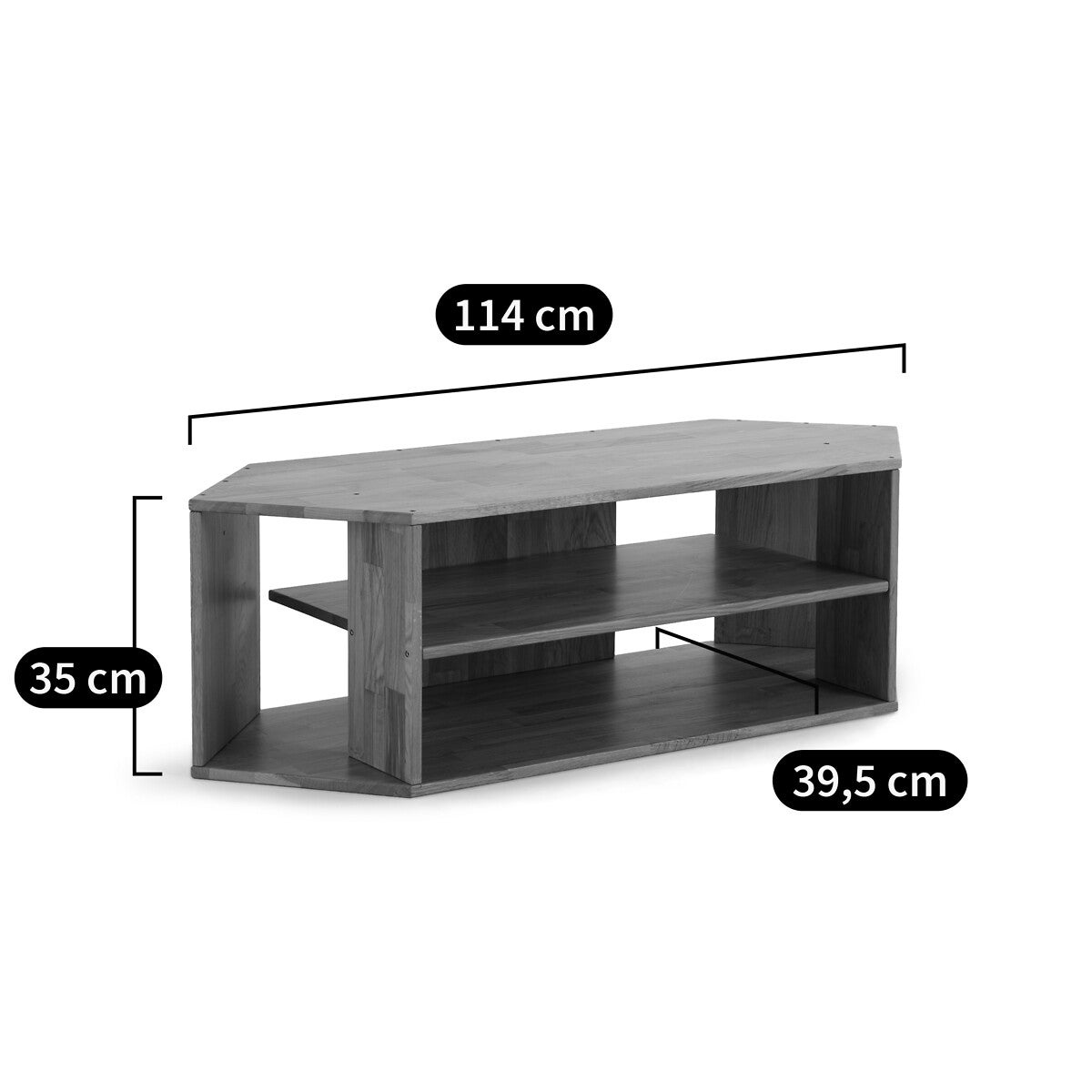 Meuble TV d'angle chêne massif, Edgar - Chêne - taille unique - 8