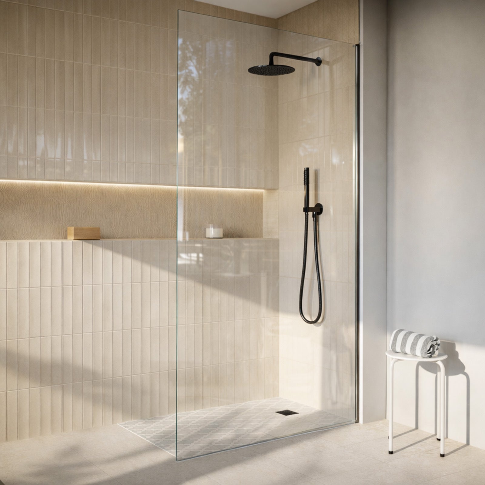 Receveur de Douche à Carreler 120x90cm avec Bonde à Sortie Verticale - Grille Noire - 7