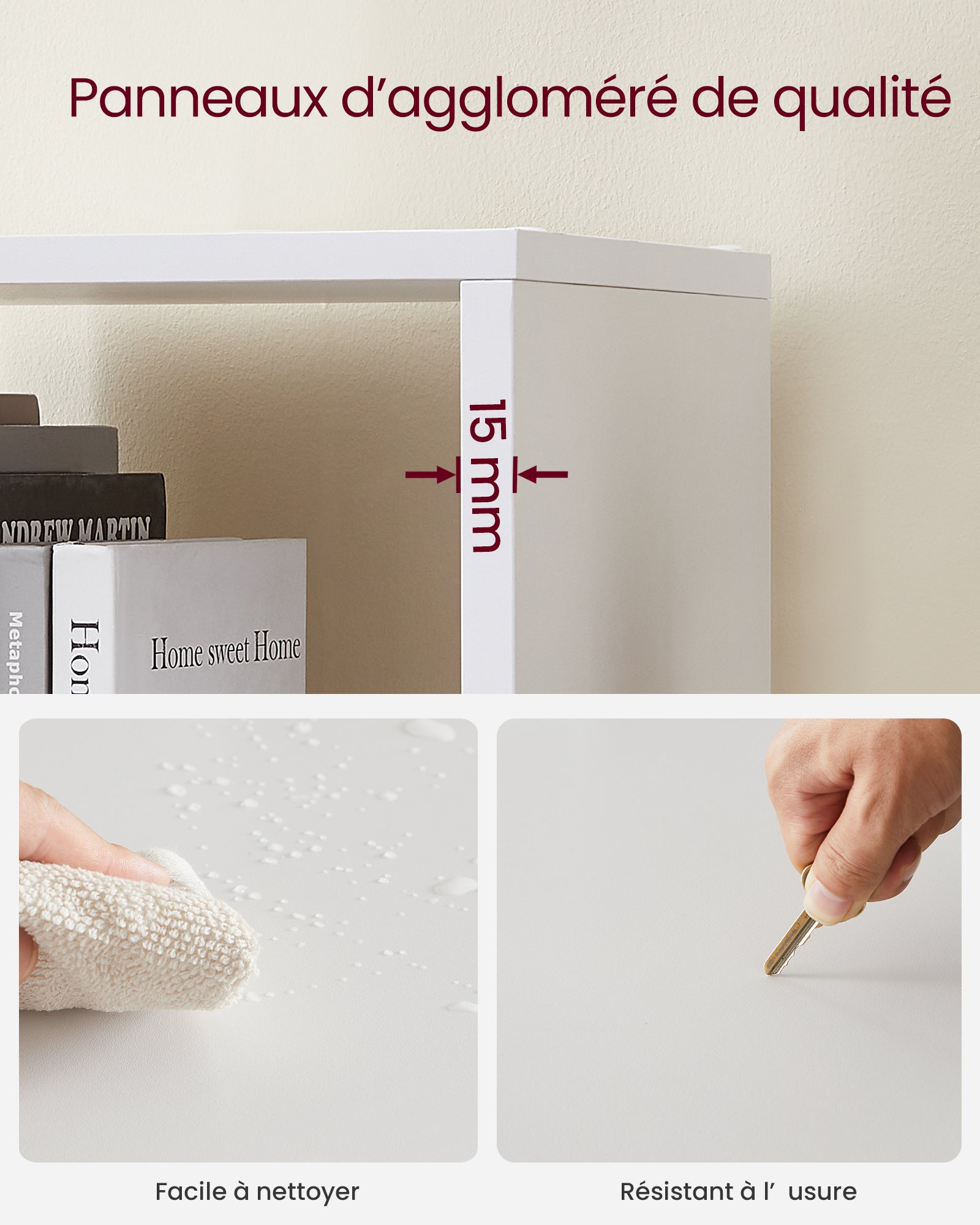 VASAGLE Bibliothèque à 10 Compartiments, Étagère avec Casiers Ouverts, Meuble de Rangement, 29 x 129,5 x 129,5 cm, Blanc - 7