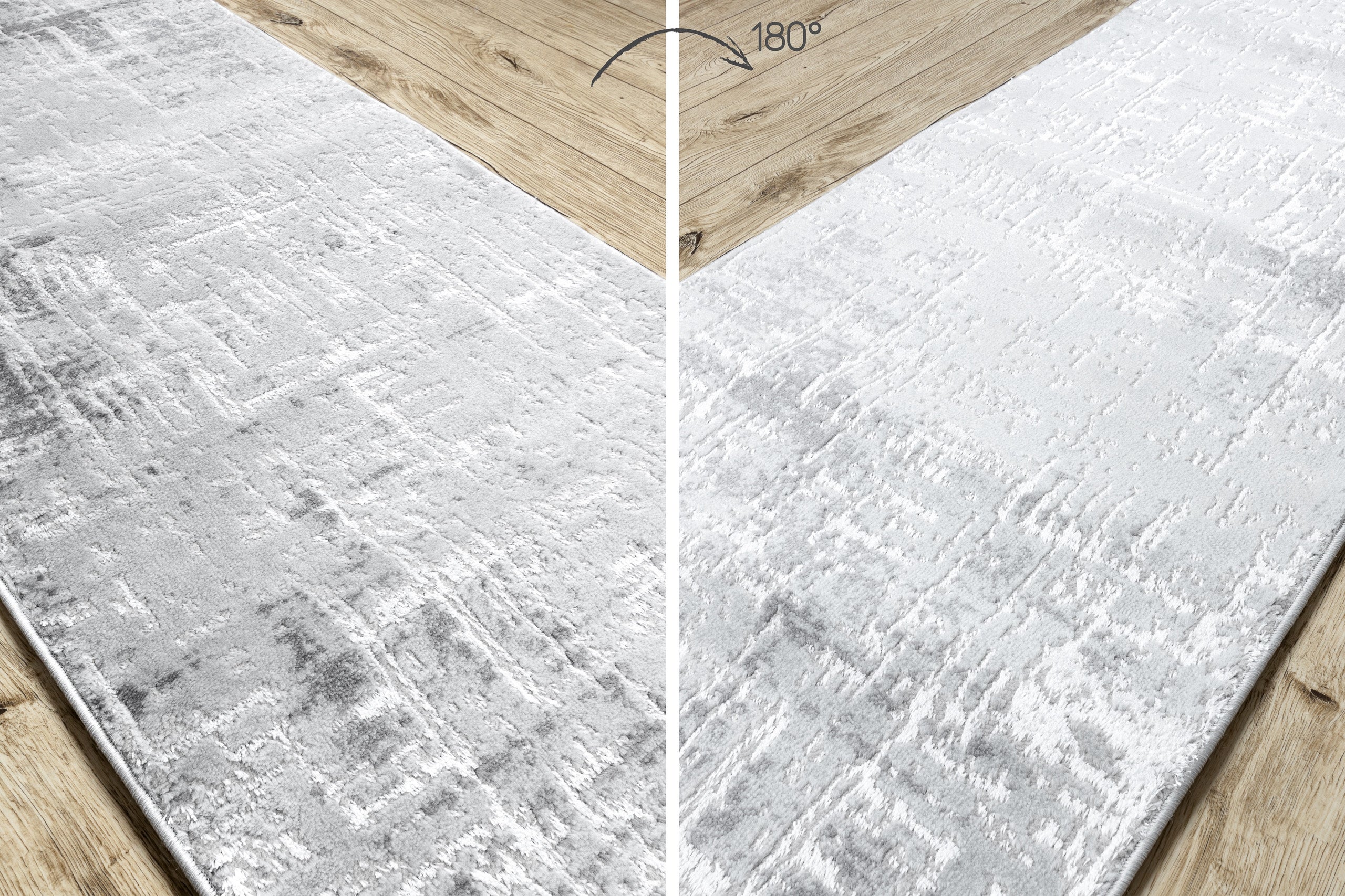 Tapis de couloir Structural MEFE 8722 deux niveaux de molleton gris / blanc 150 cm 150x820 cm - 3