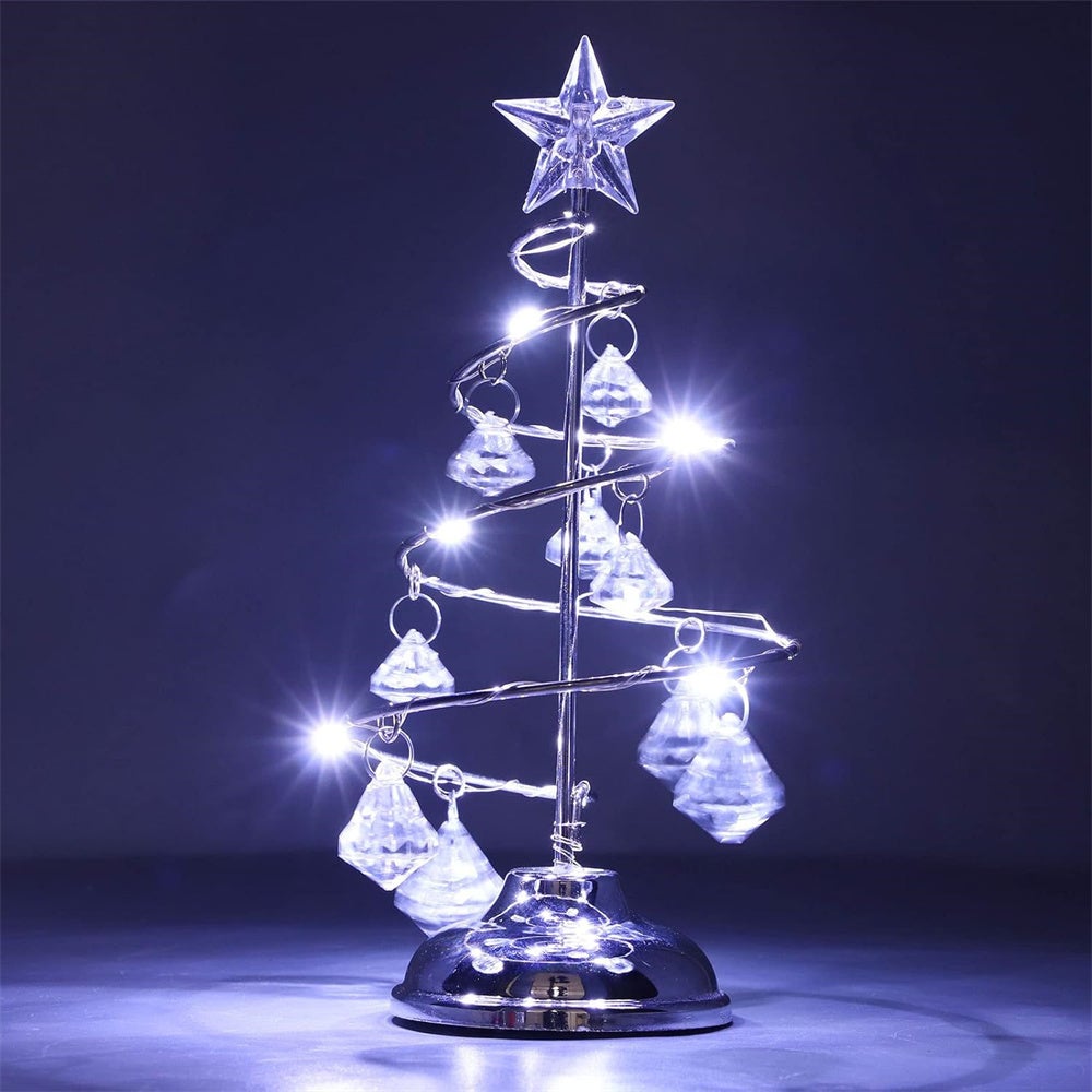 Catena luminosa di cristallo per albero di Natale, spirale decorativa, a batteria (batterie non incluse), ideale per decorare la tavola di Natale - 4