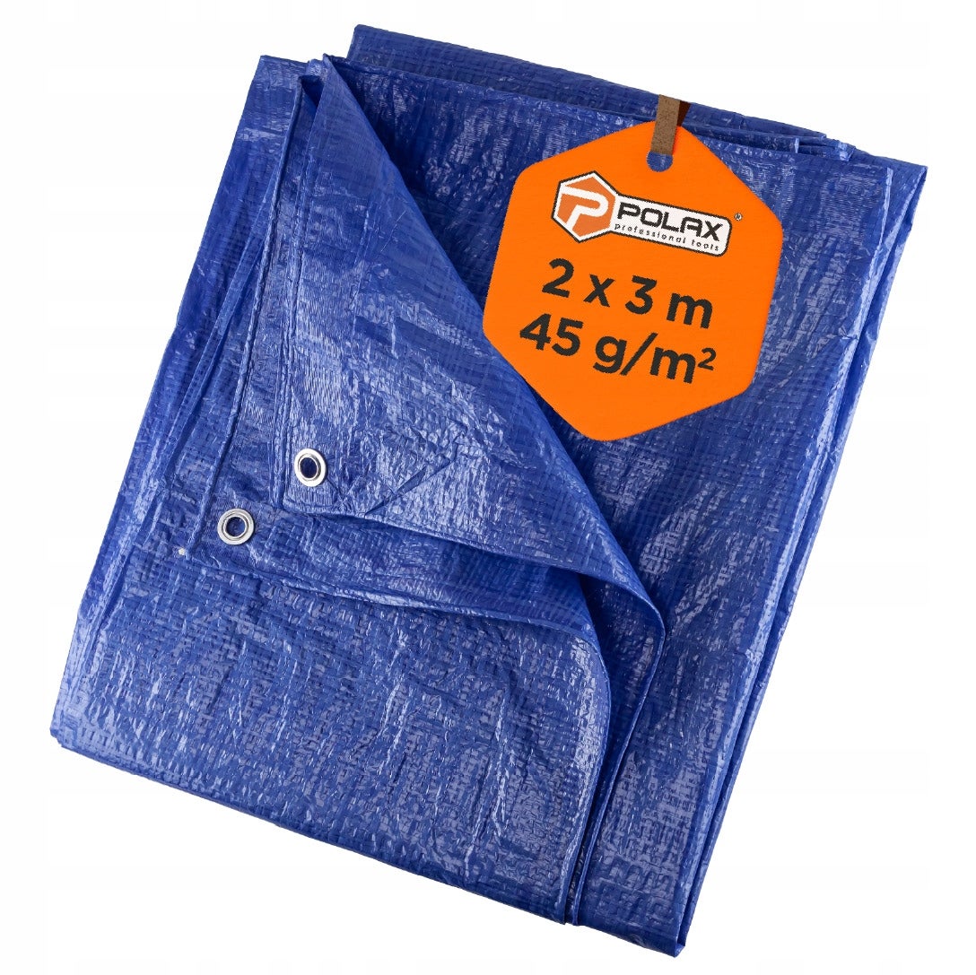 Plandeka 2x3m - 45 g/m2 Niebieska Wzmocniona Wodoodporna Polax
