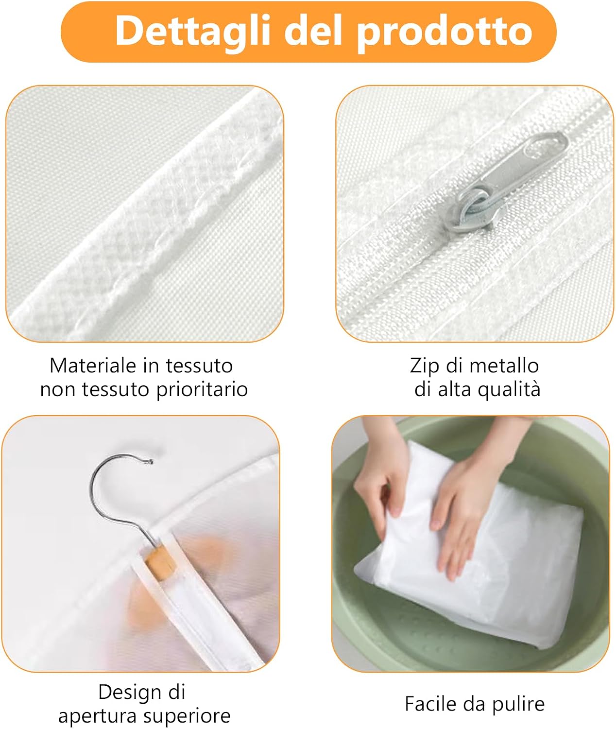 Housses de Vêtements 2 PCS, Housses de Protection Zip Transparentes, Housse Vetements à Suspendre Anti Poussière Etanche Mite Humidité 60 x 140 CM - 4