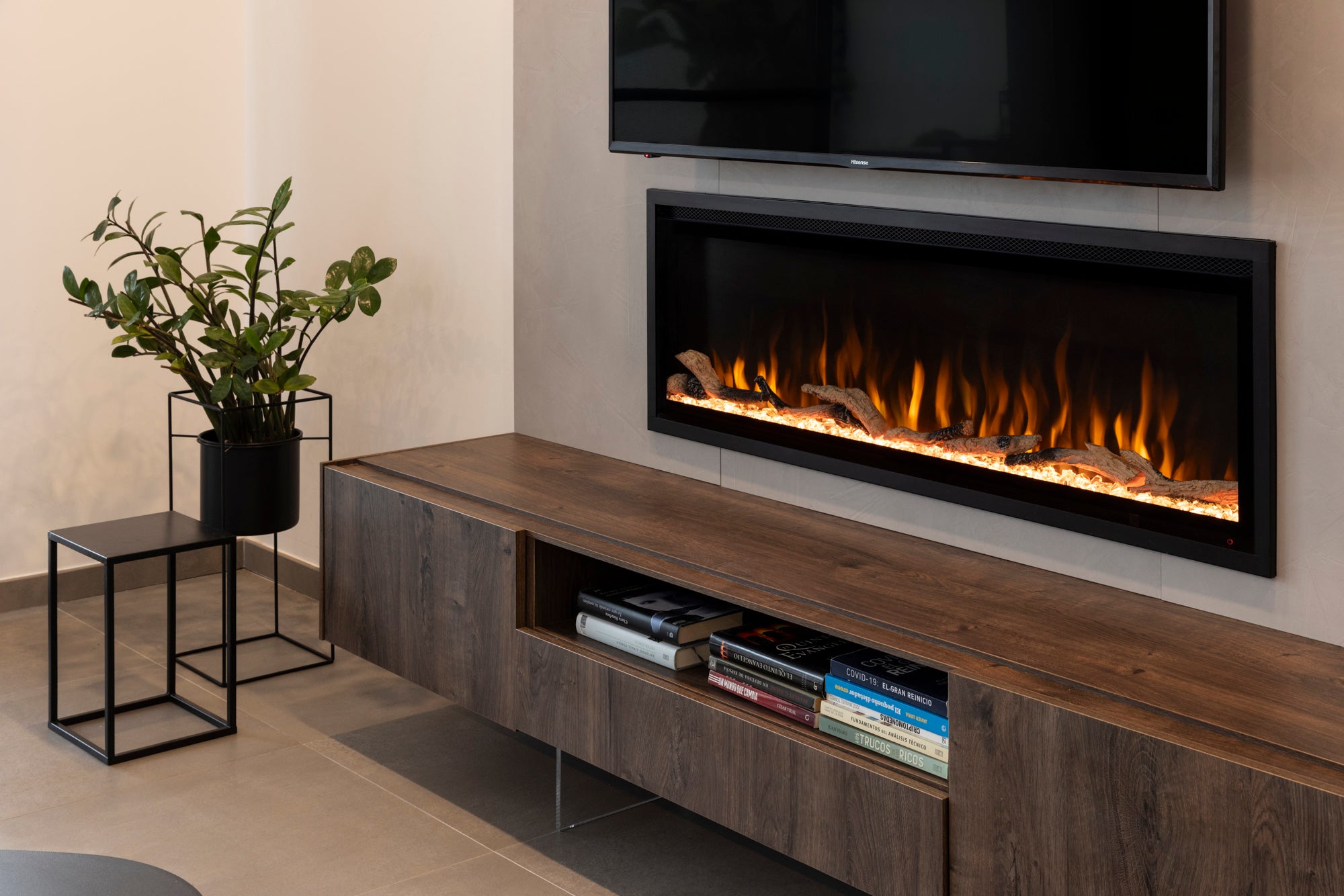 DUPI Chimenea Eléctrica 42 Nero Pro Lumina | 3 en 1 con Calefacción | Efecto Llama 3D Panorámica | 12 Colores Llama | 106x43,5x15 cm | 42 Pulgadas - 11